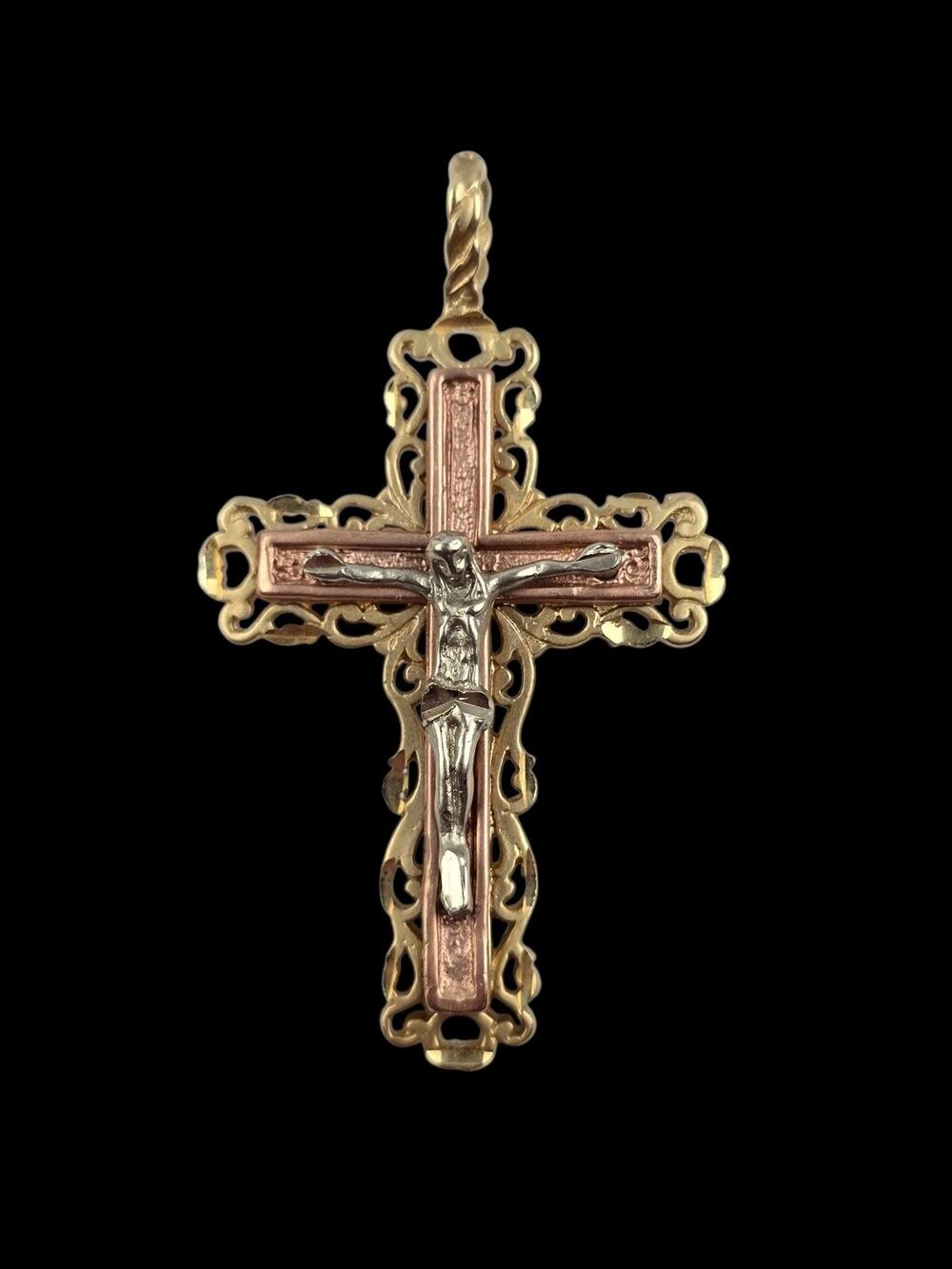 Michael Anthony 14k Tri-Color Gold Cross Crucifix 4.4g. large bale for chain